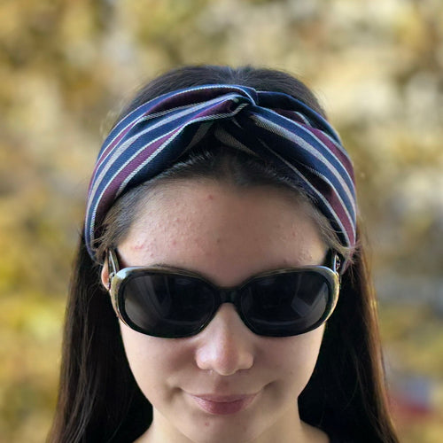 Bandeau cheveux croisé motif rayures