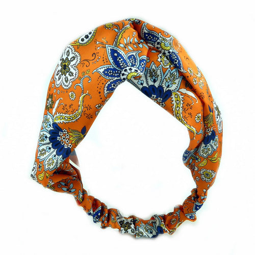 Bandeau cheveux croisé satin fleuri