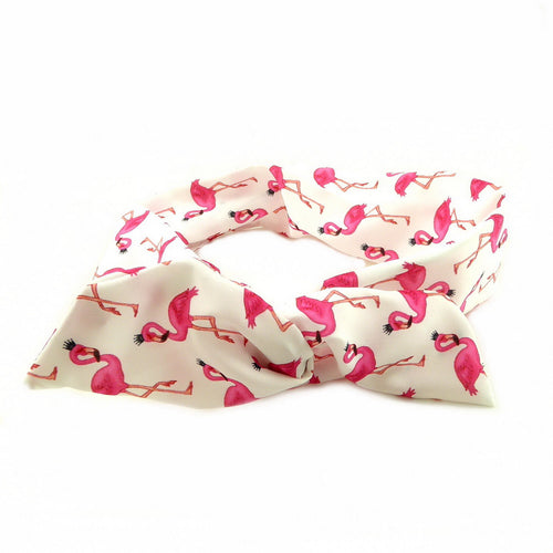 Bandeau cheveux flamant rose-blanc
