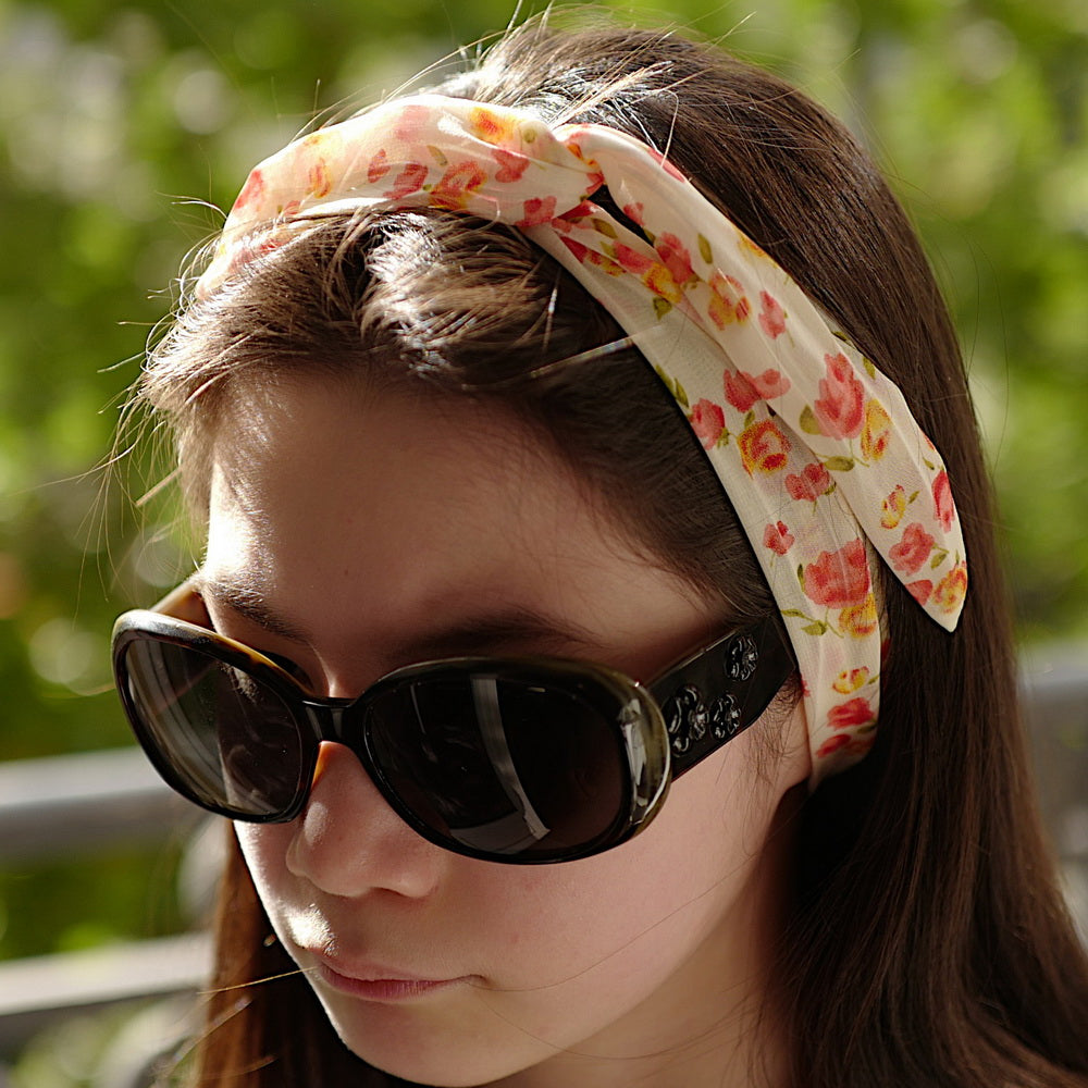 Bandeau cheveux fleur Liberty orange