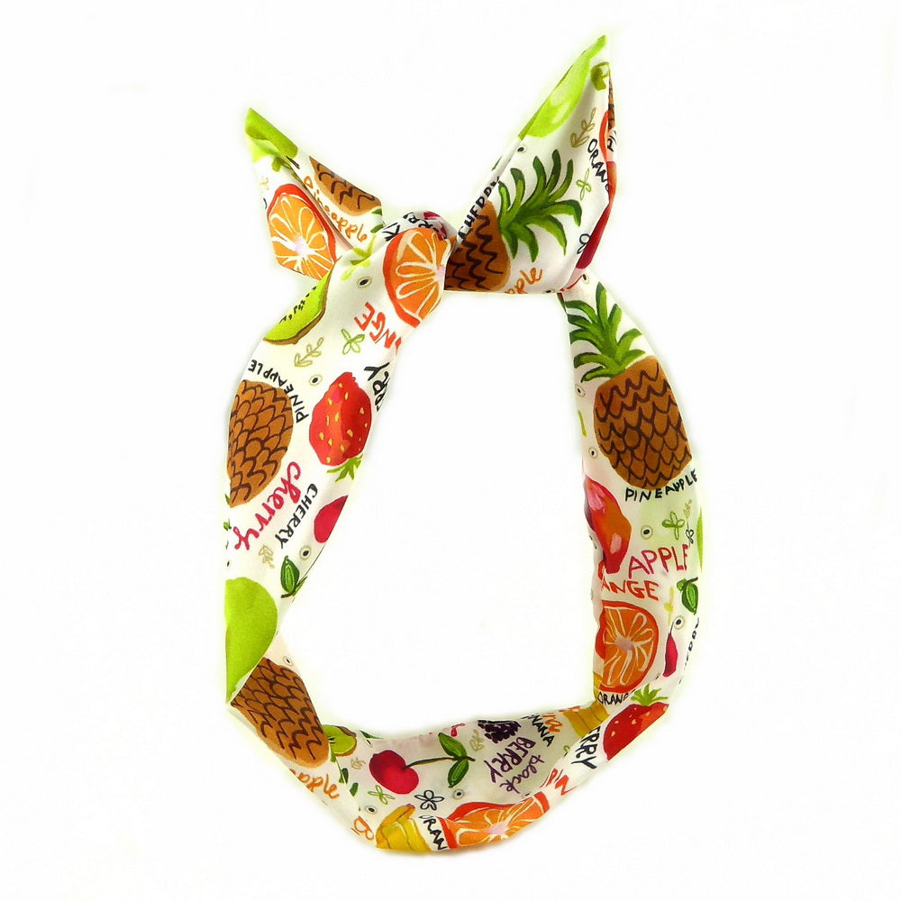 Bandeau cheveux ivoire motif fruits