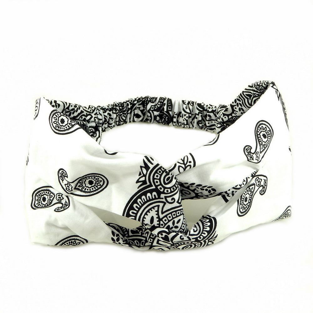 Bandeau cheveux motif bandana blanc