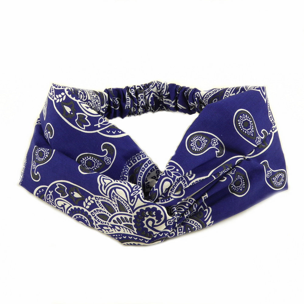 Bandeau cheveux motif bandana bleu