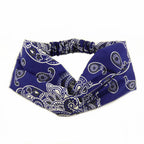 Bandeau cheveux motif bandana bleu