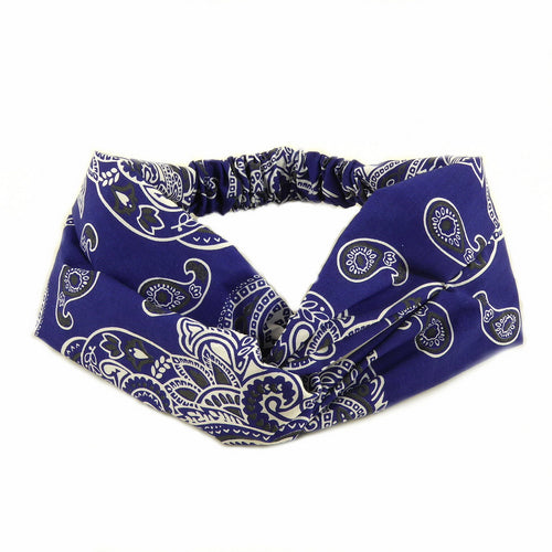 Bandeau cheveux motif bandana bleu