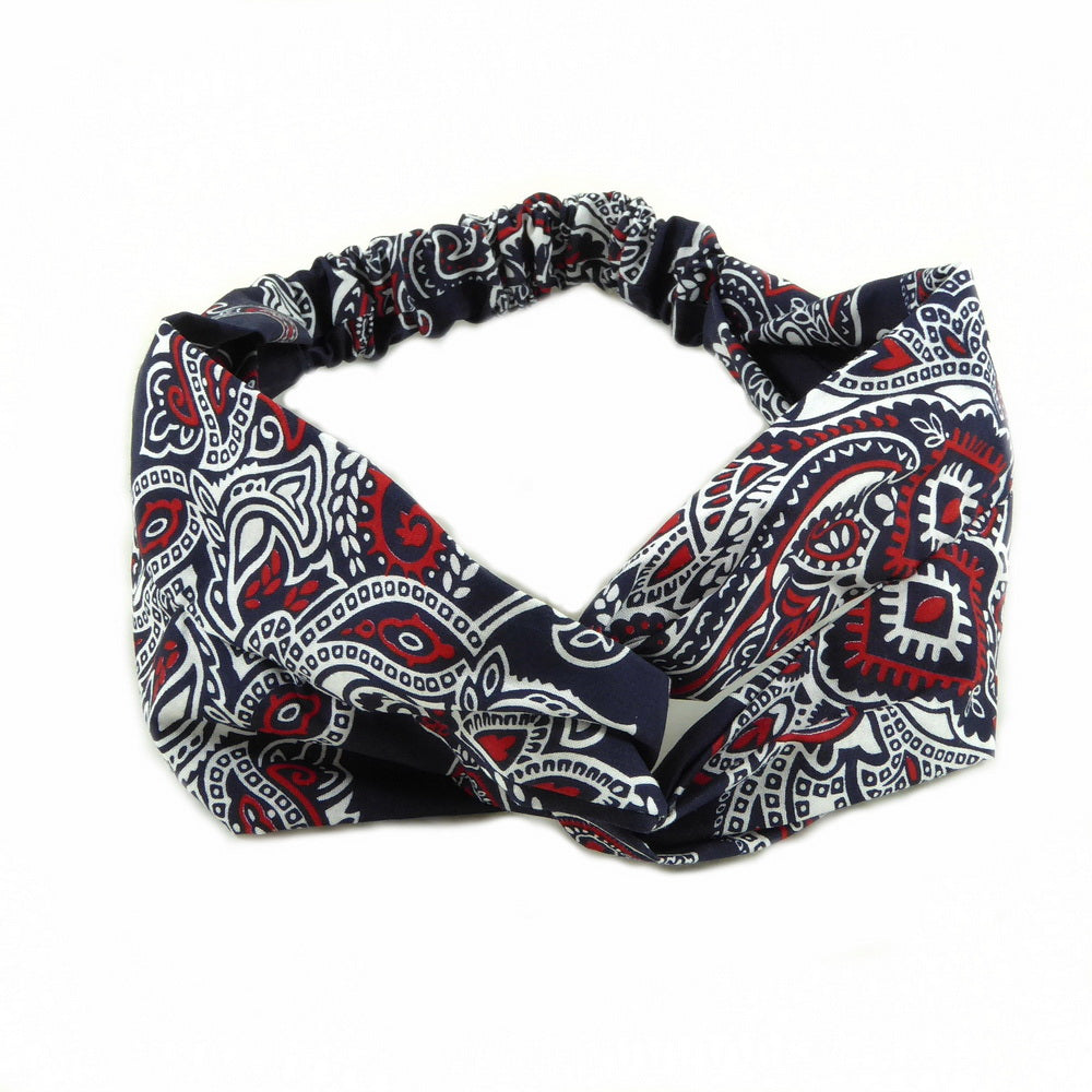 Bandeau cheveux motif bandana marine