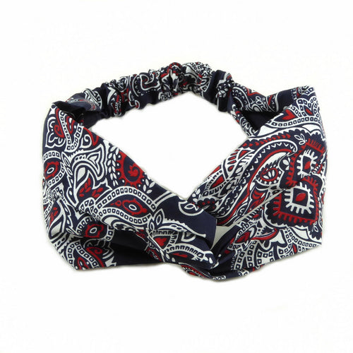 Bandeau cheveux motif bandana marine