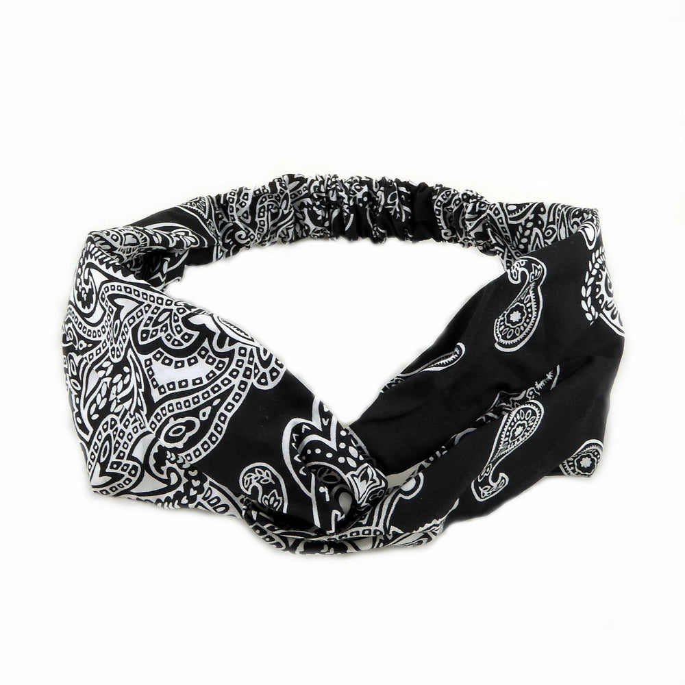 Bandeau cheveux motif bandana noir