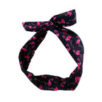Bandeau cheveux motif flamant rose - marine