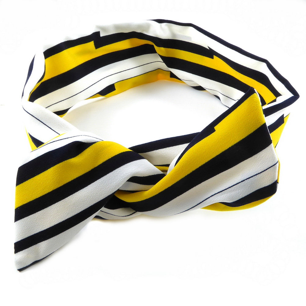 Bandeau cheveux motifs rayures jaune