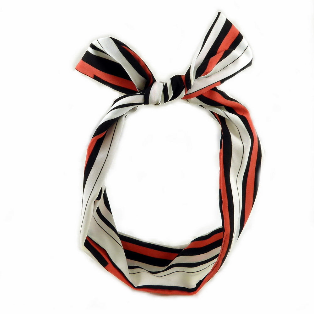 Bandeau cheveux motifs rayures orange noir