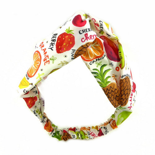 Bandeau cheveux noeud fruits blanc