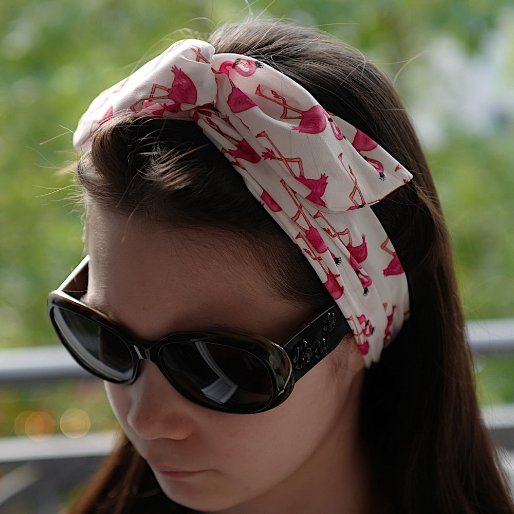 Bandeau pour cheveux motif flamant rose 