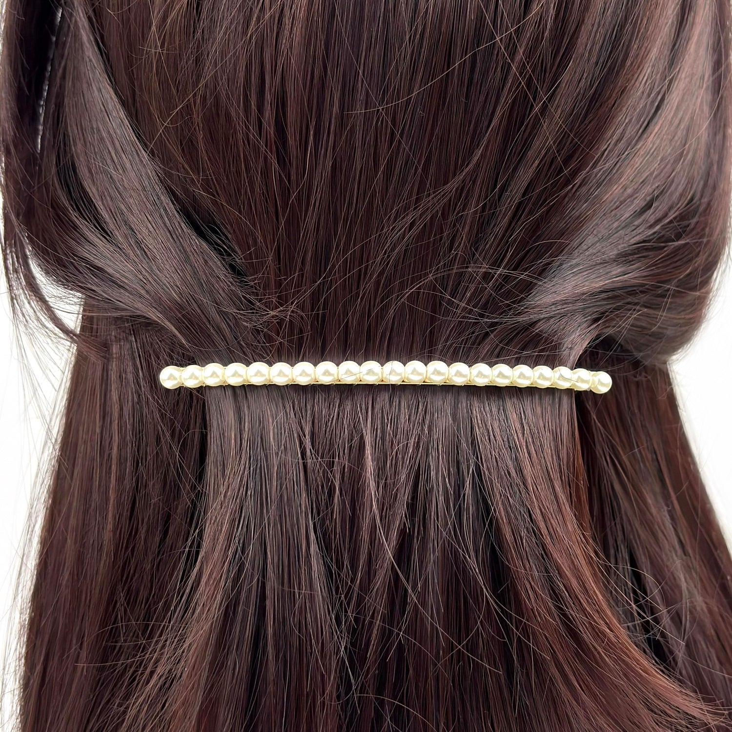 Barrette à cheveux 10cm fine, perles 5mm, cheveux fins