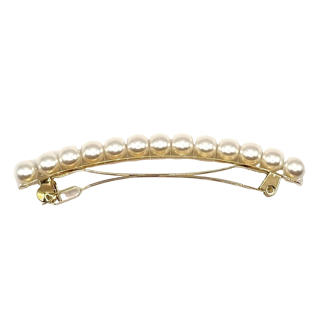 Barrette à cheveux 10cm perles nacrées 8mm, cheveux épais