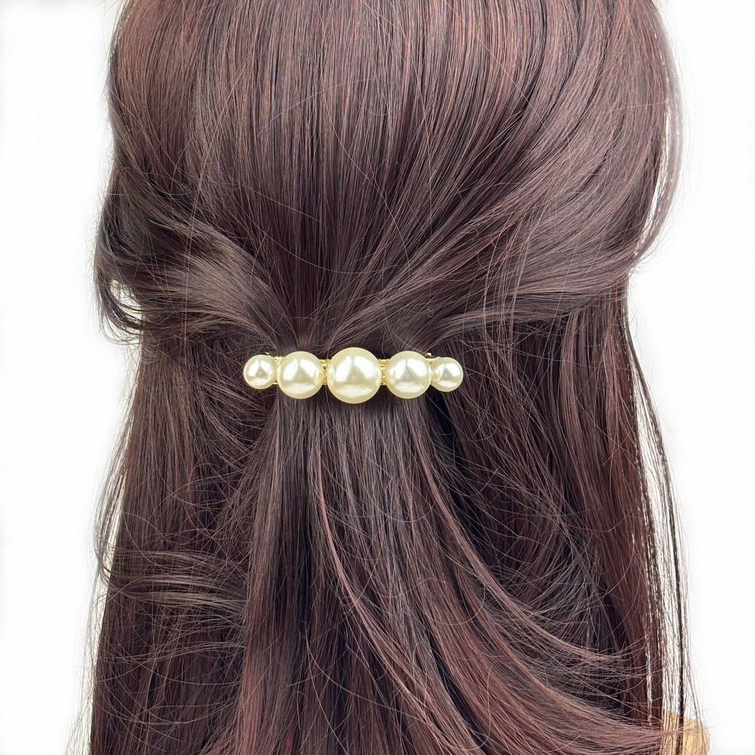 Barrette à cheveux 6 cm, grosses perles nacrées degradées