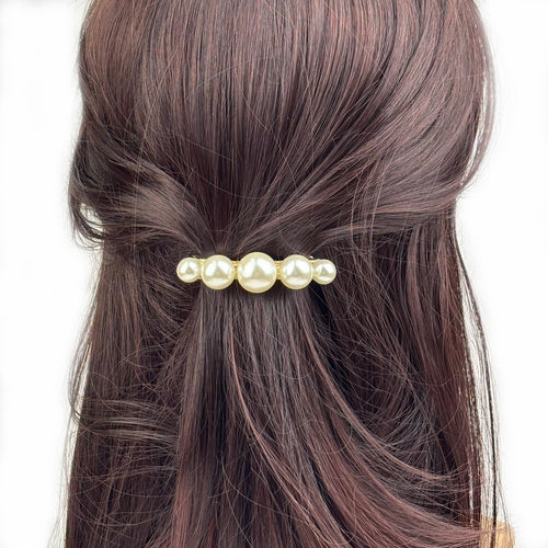 Barrette à cheveux 6 cm, grosses perles nacrées degradées