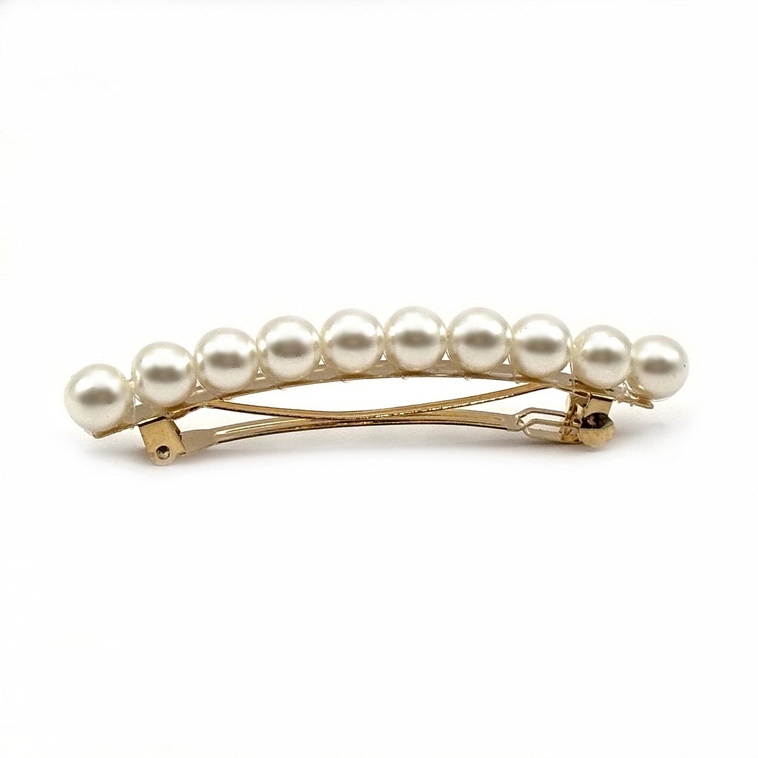 Barrette à cheveux 7cm, perles blanches nacrées