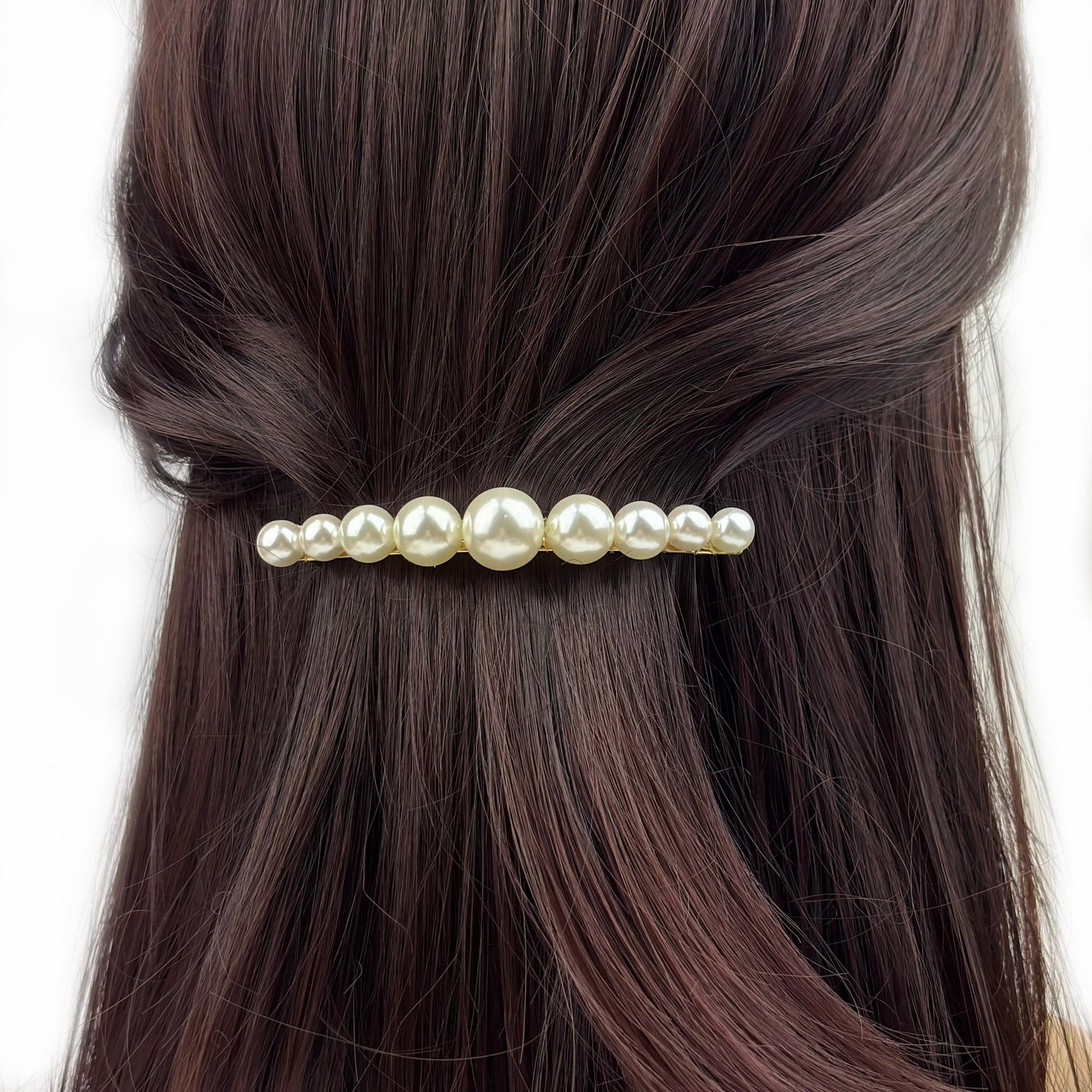 Barrette à cheveux 8.5cm, perles nacrées cheveux fins