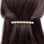 Barrette à cheveux 8cm perles nacrées ovales, cheveux fins