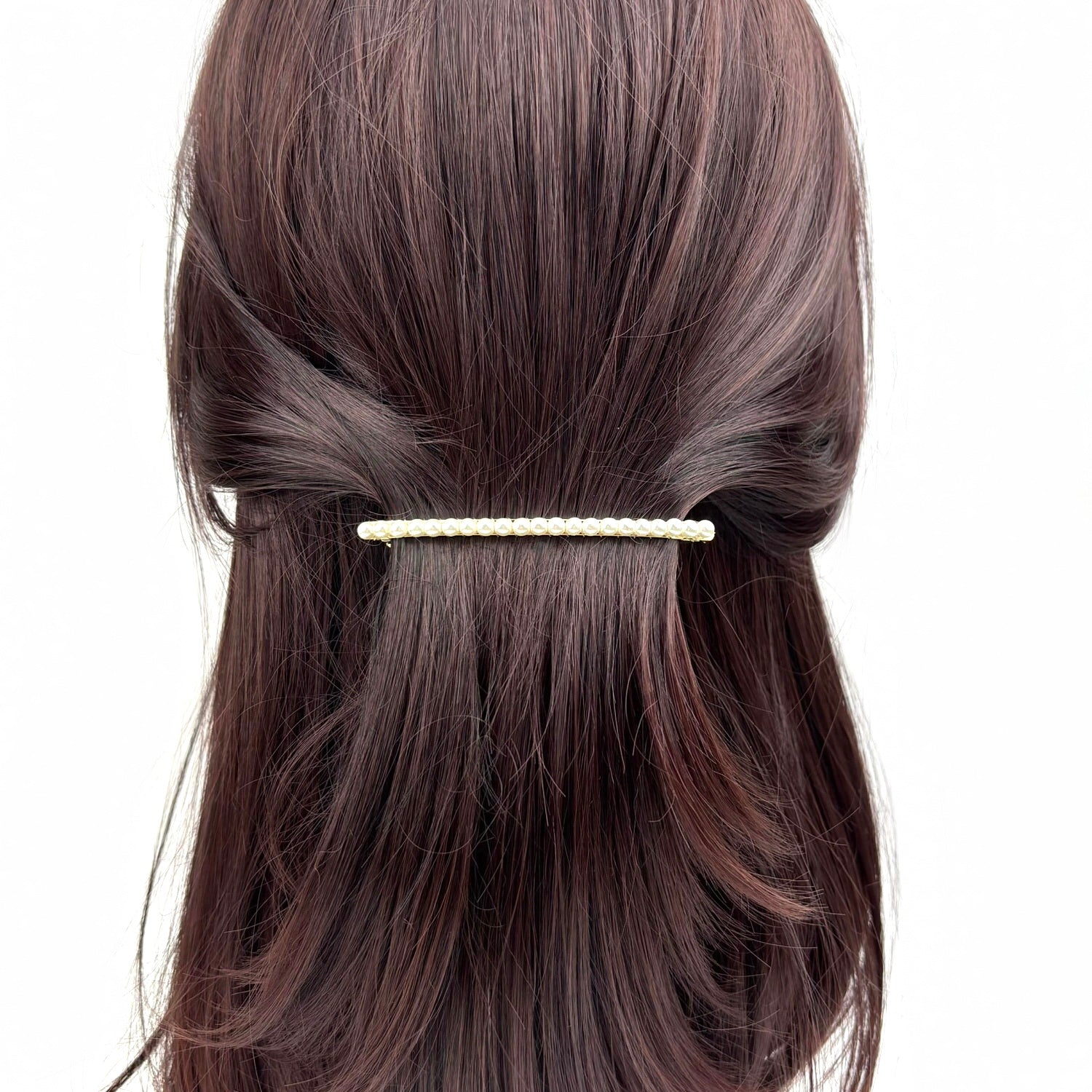 Barrette à cheveux 8cm très fine, perles 3mm, cheveux fins