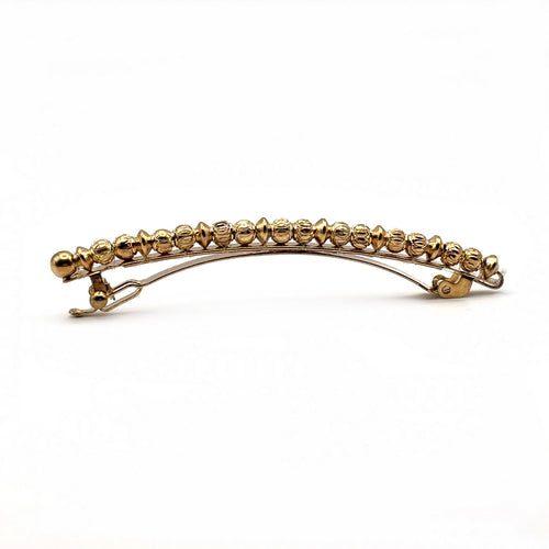Barrette à cheveux perles effet antique fine 8cm doré
