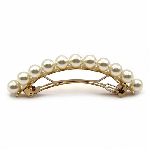 Barrette à cheveux courbe 9.5cm, perles nacrées 10mm
