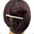 Barrette à cheveux courbe 9.5cm, perles nacrées, cheveux pais