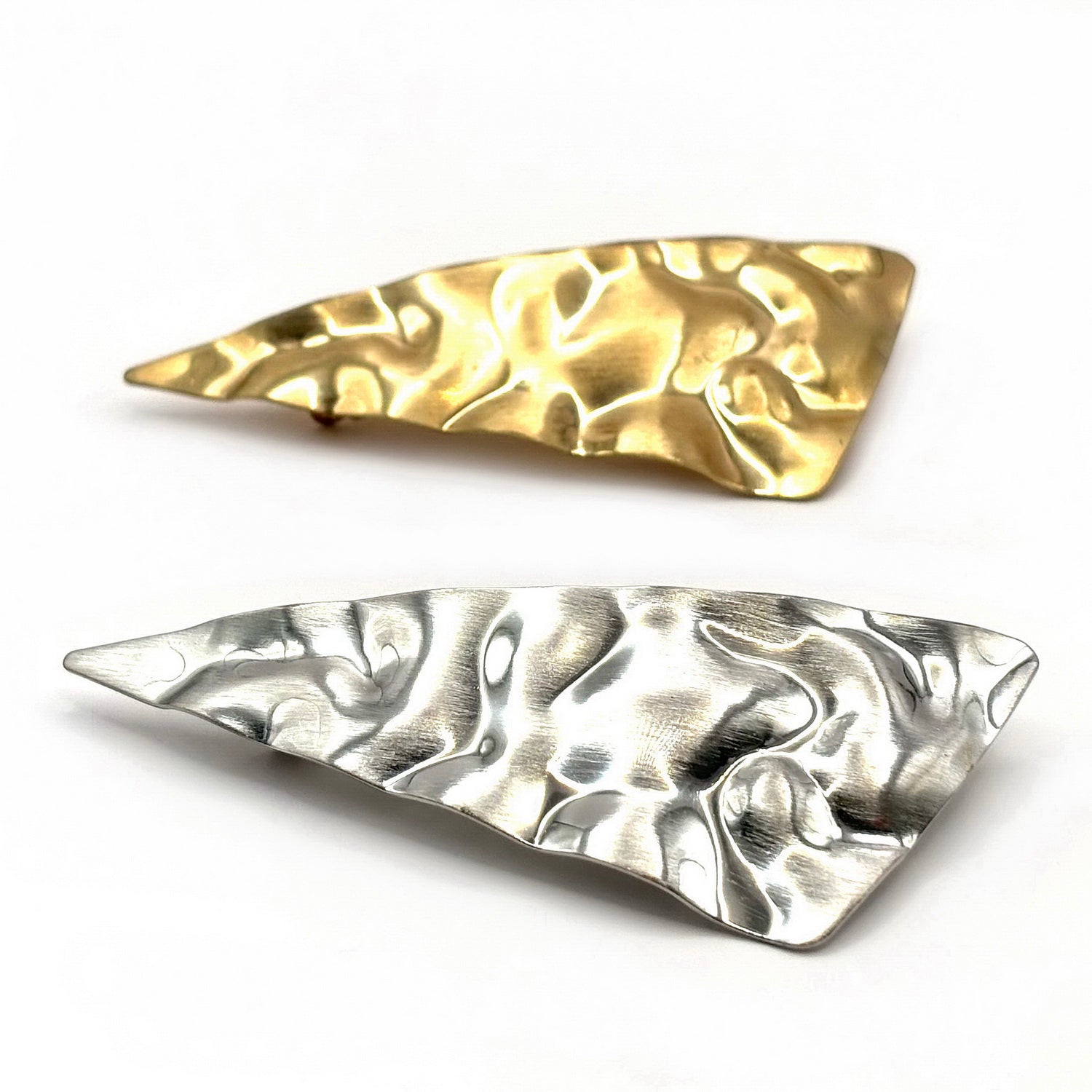 Barrette à cheveux désign métal martelé or argent