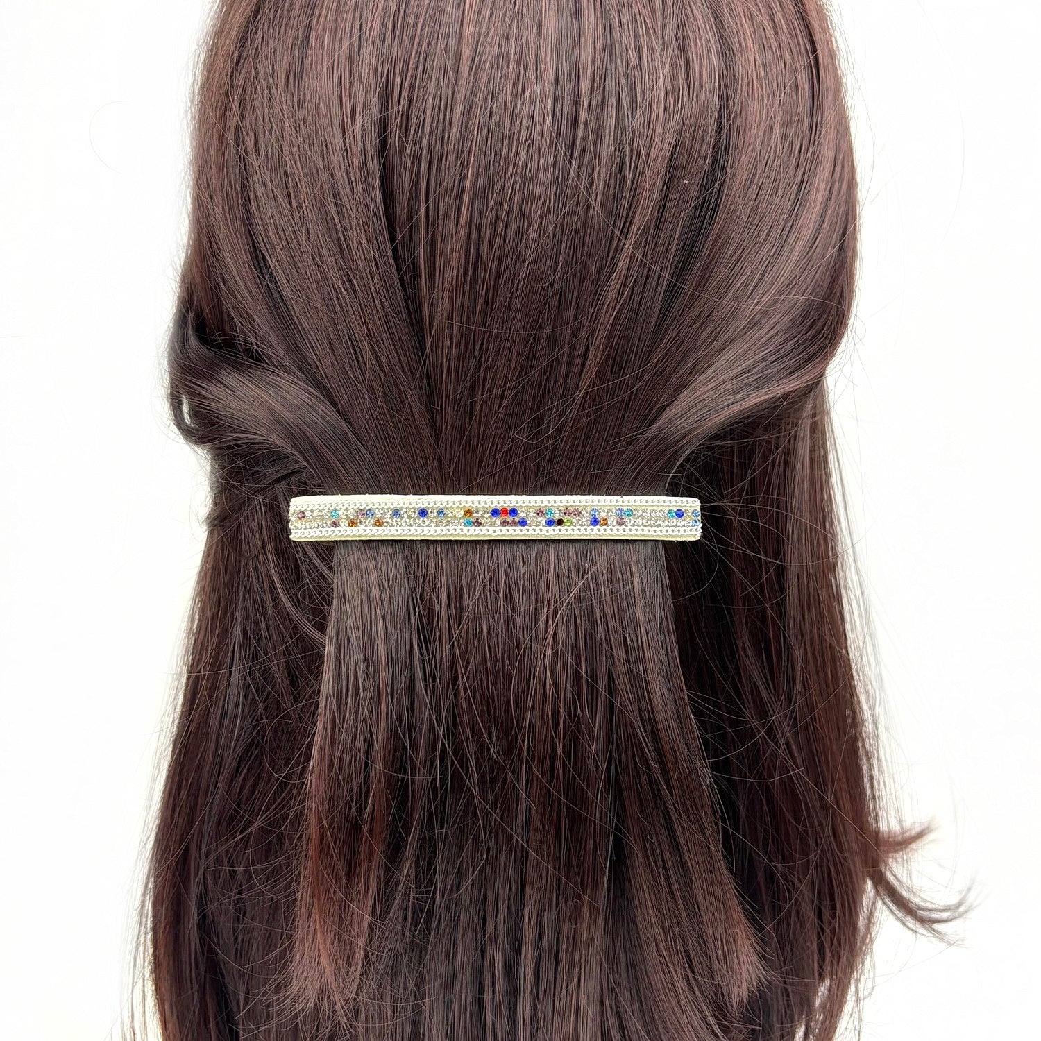 Barrette à cheveux daim et strass 9.5cm