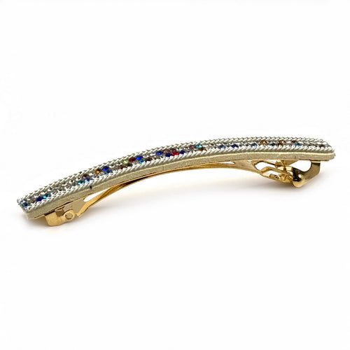 Barrette à cheveux daim et strass multicolore 9.5cm