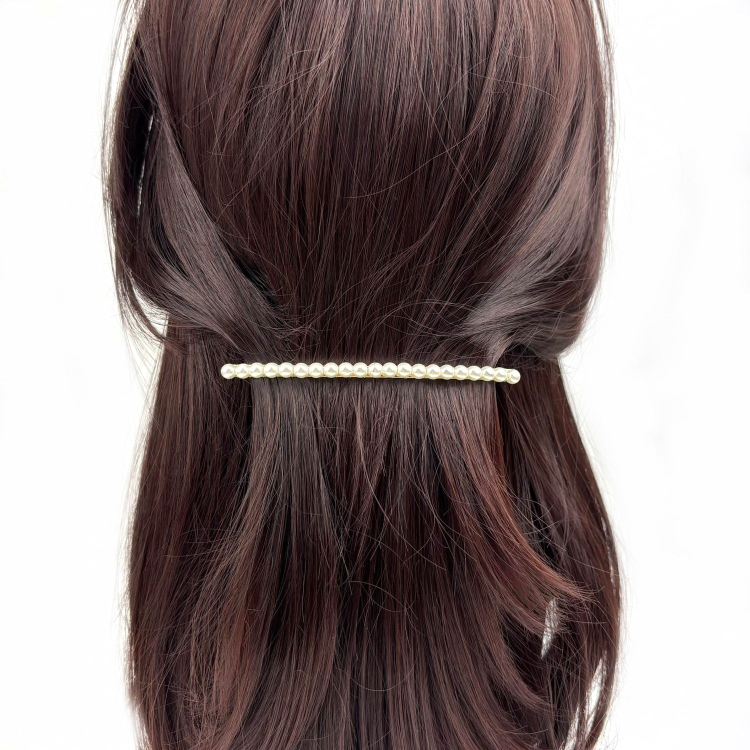 Barrette à cheveux longue fine, perles 5mm