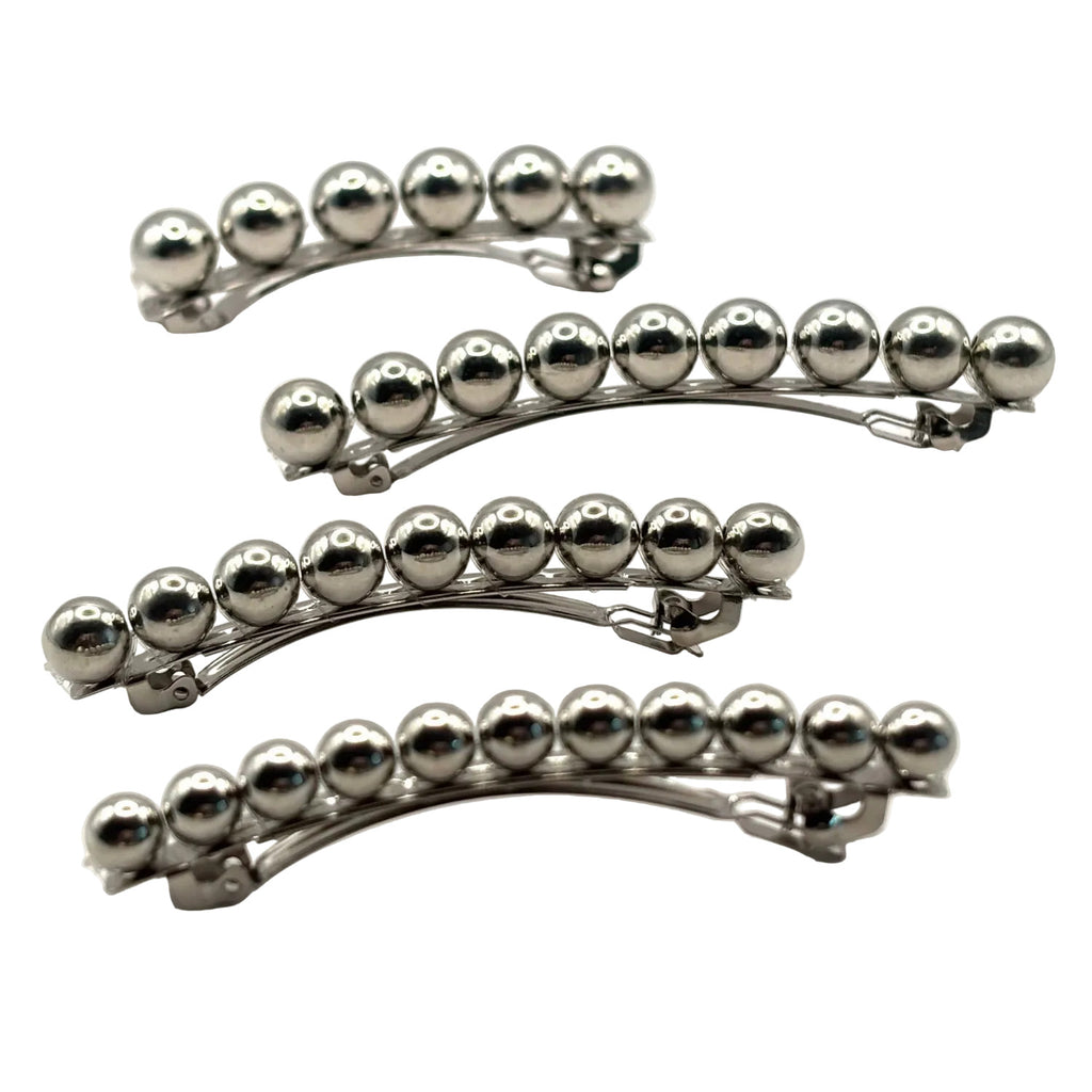 Barrette à cheveux , perles argentées