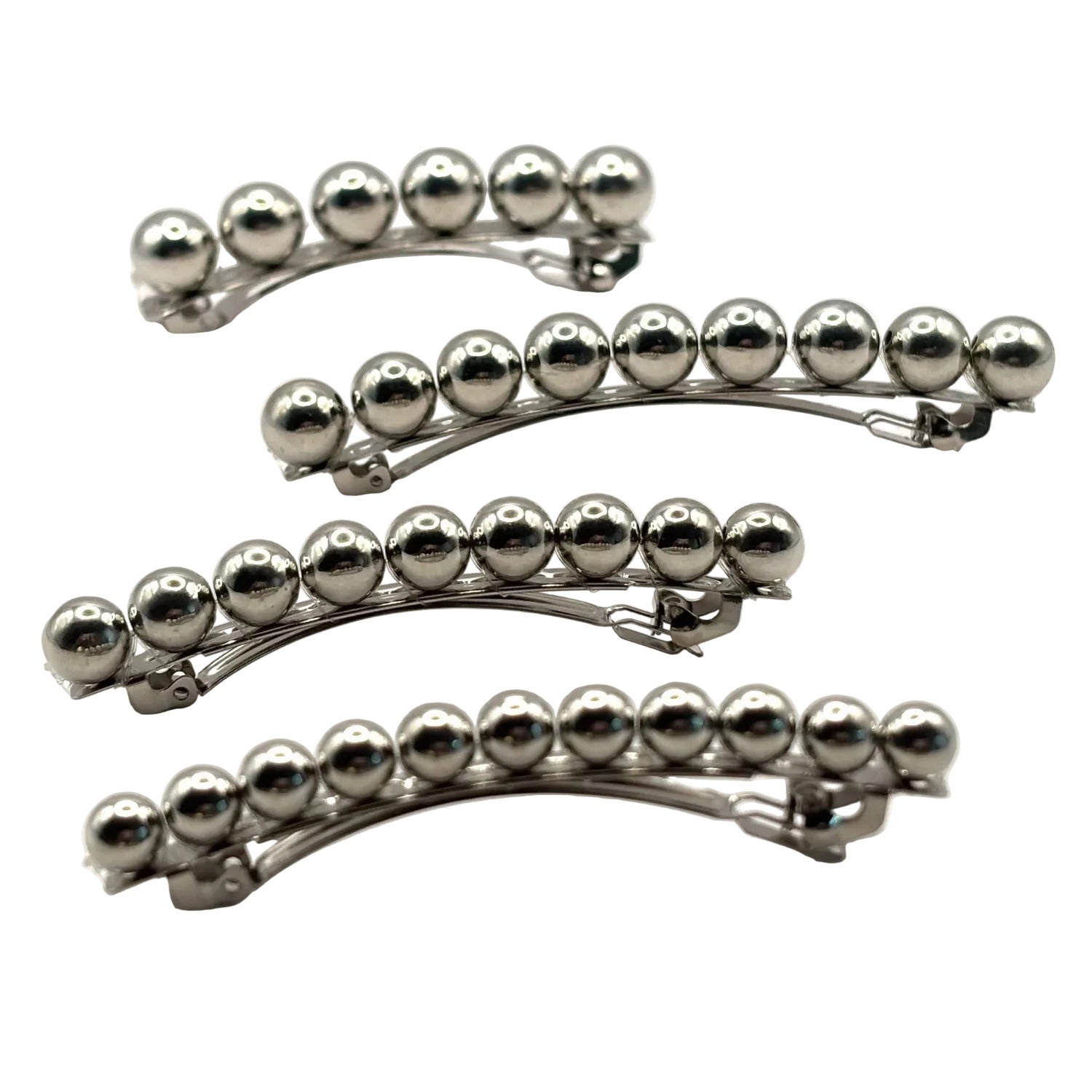Barrette à cheveux , perles argentées