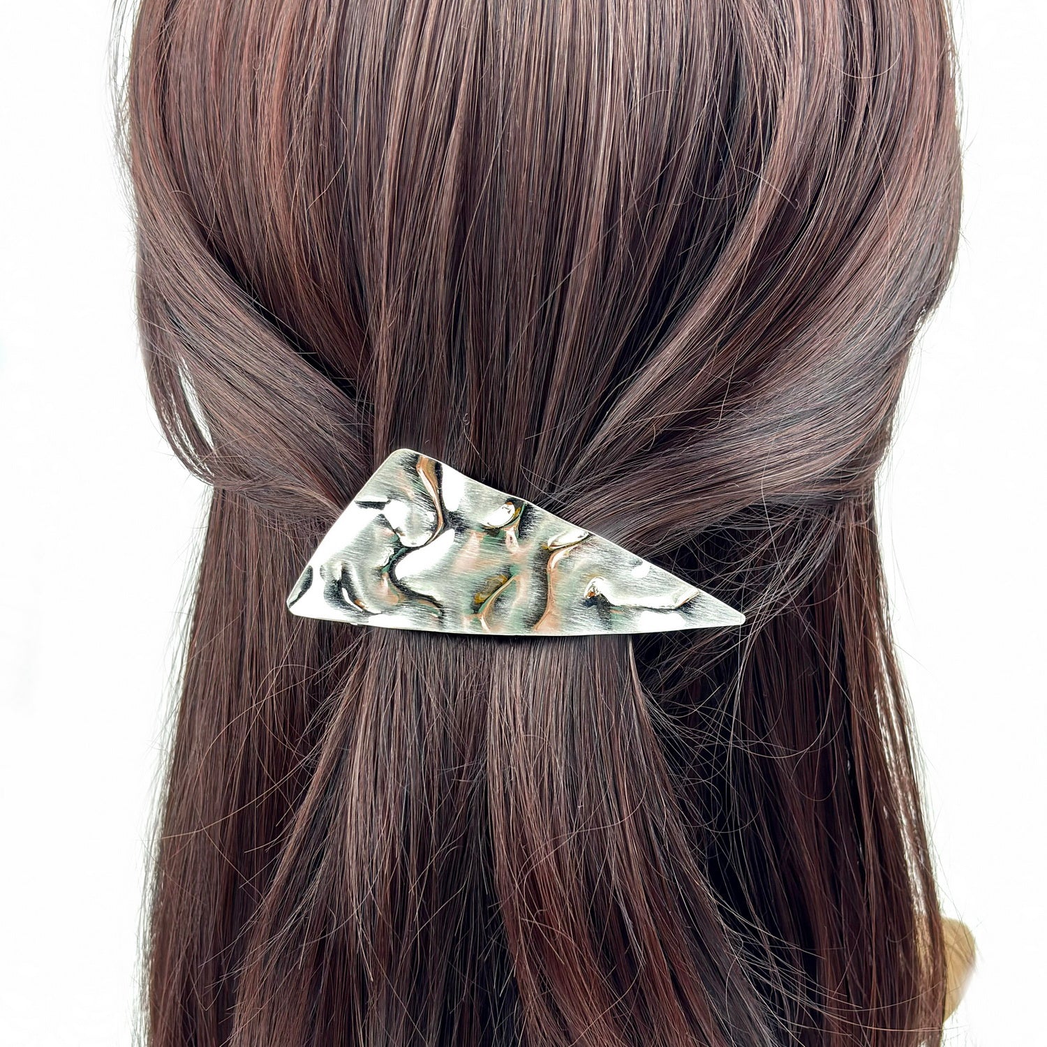 Barrette à cheveux triangulaire metal argent