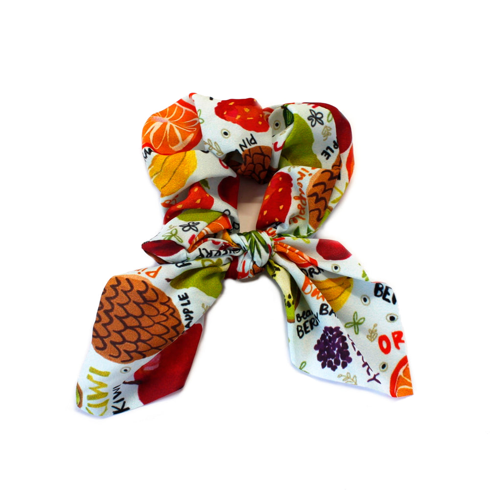 Gros chouchou élastique cheveux à pan motif fruits