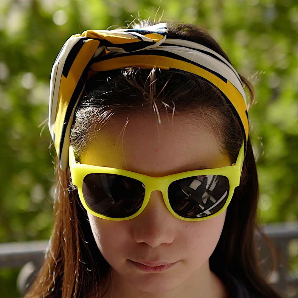 Bandeau cheveux imprimé rayures jaune