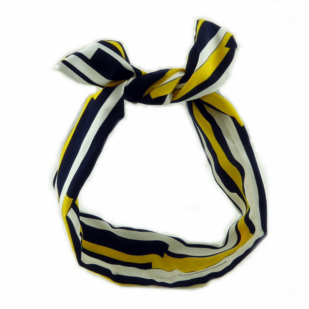 Bandeau cheveux motifs rayures jaune
