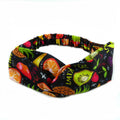 Bandeau cheveux croisé, tissu imprimé tutti frutti