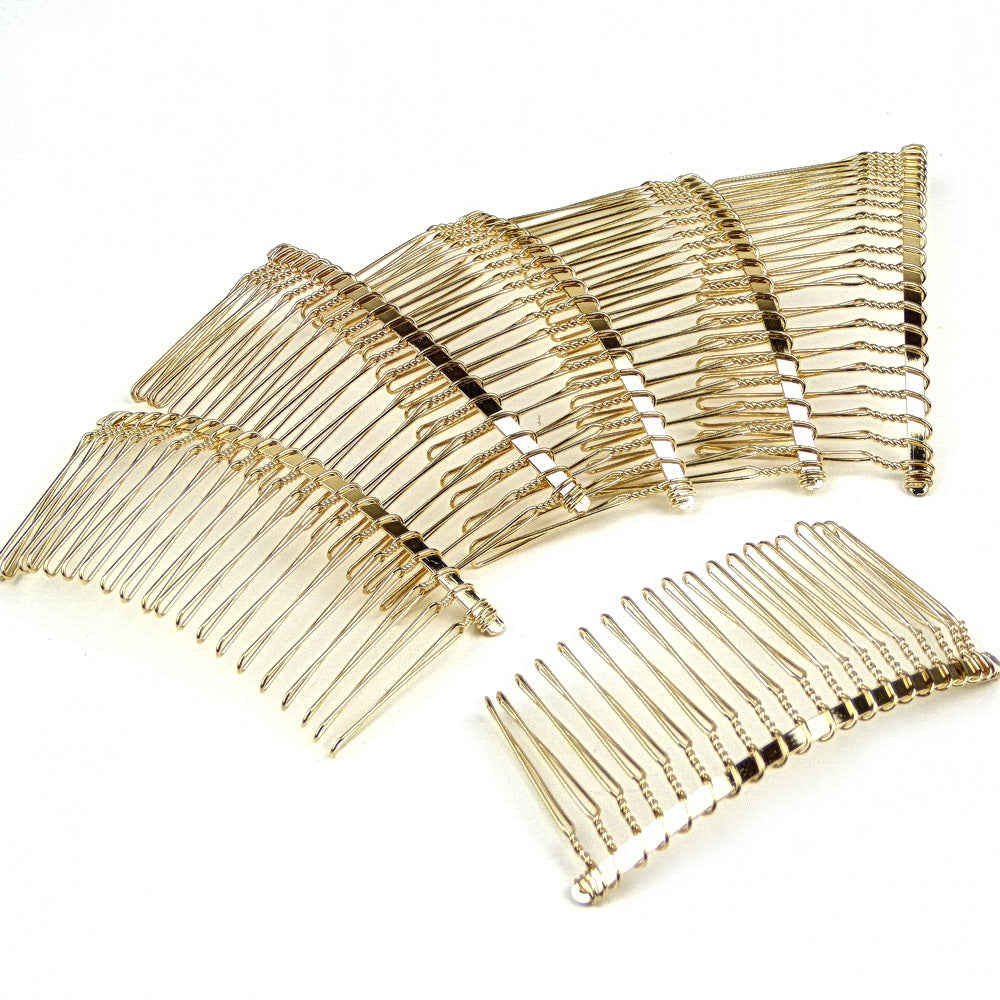 Lot de 10 peignes de côté en métal 20 dents 8cm