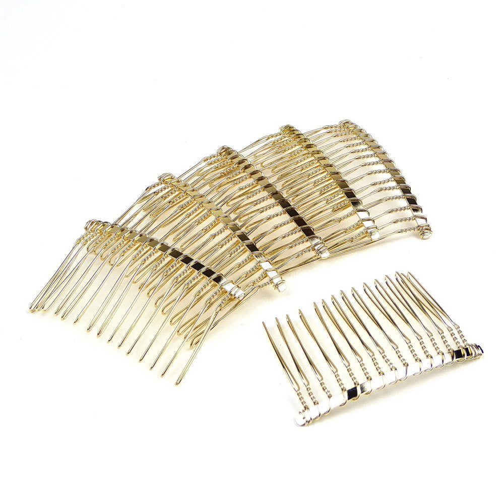 Lot de 10 peignes de côté en métal 15 dents 6cm