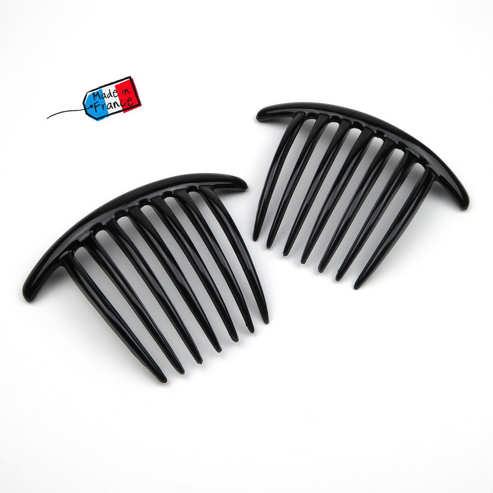Lot de 2 grands peignes chignon 10cm, accessoire coiffure made in France