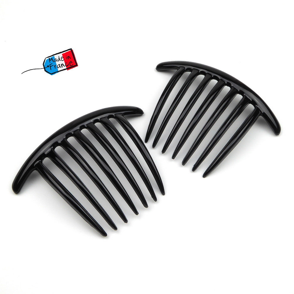 Lot de 2 grands peignes chignon 10cm, accessoire coiffure made in France