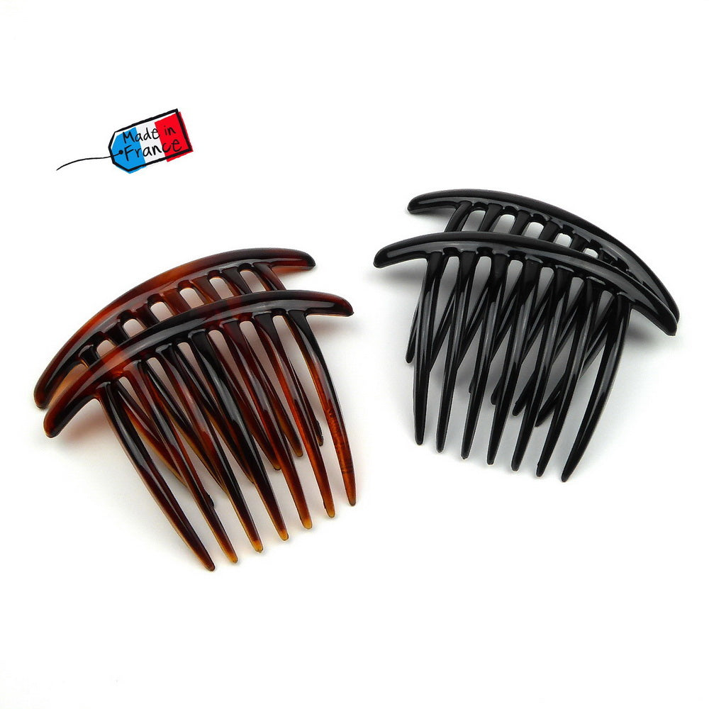 Lot de 2 grands peignes chignon 10cm, accessoire coiffure made in France