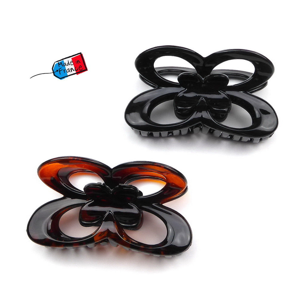 Pince cheveux forme papillon en celluloid 8cm fabrication française