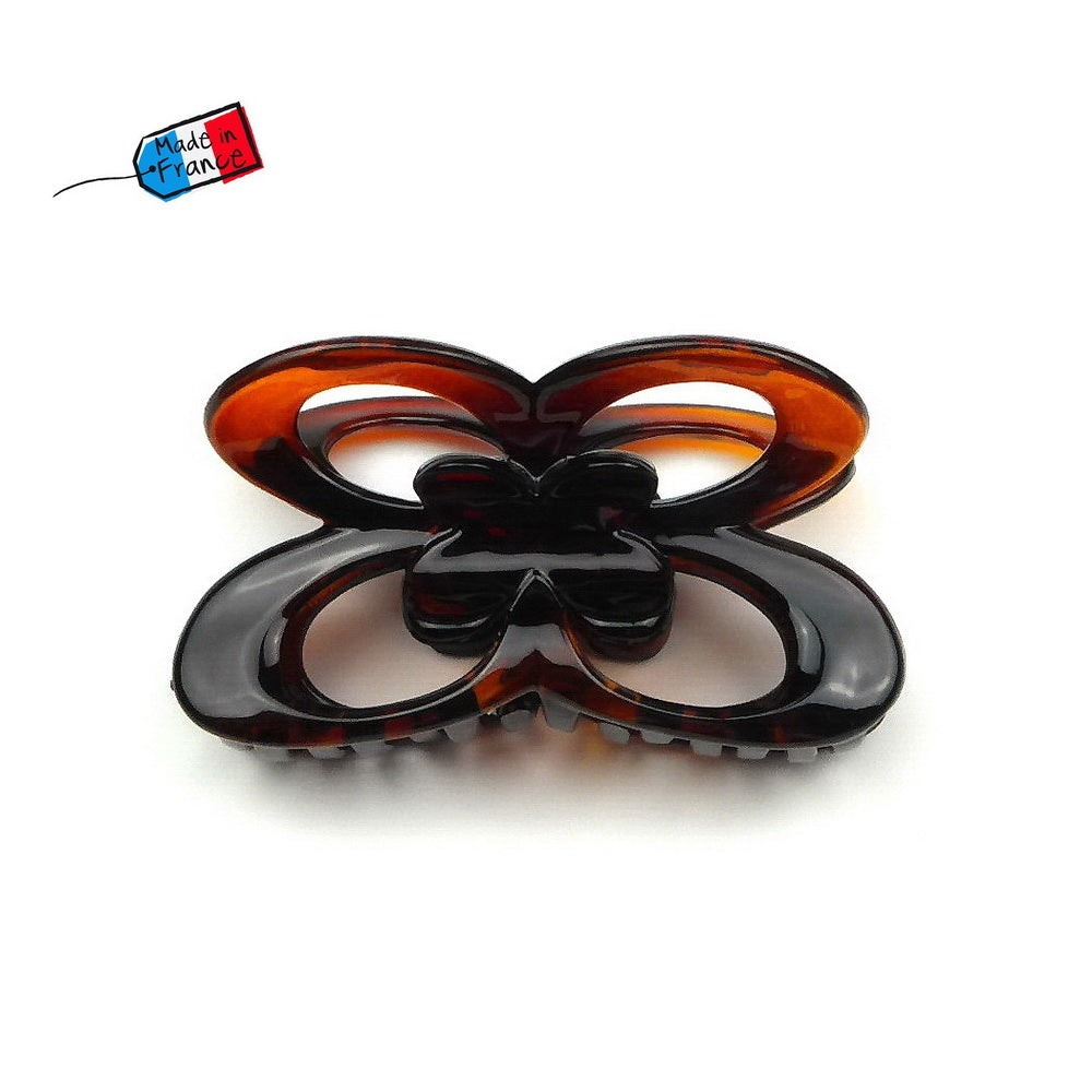 Pince cheveux forme papillon en celluloid 8cm fabrication française