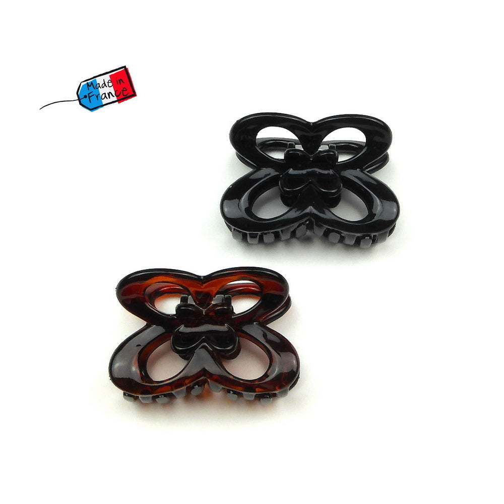 Pince cheveux forme papillon en celluloid 5cm, fabrication française
