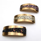 Barrette à cheveux incurvée métal doré et paillettes, accessoires cheveux tendance