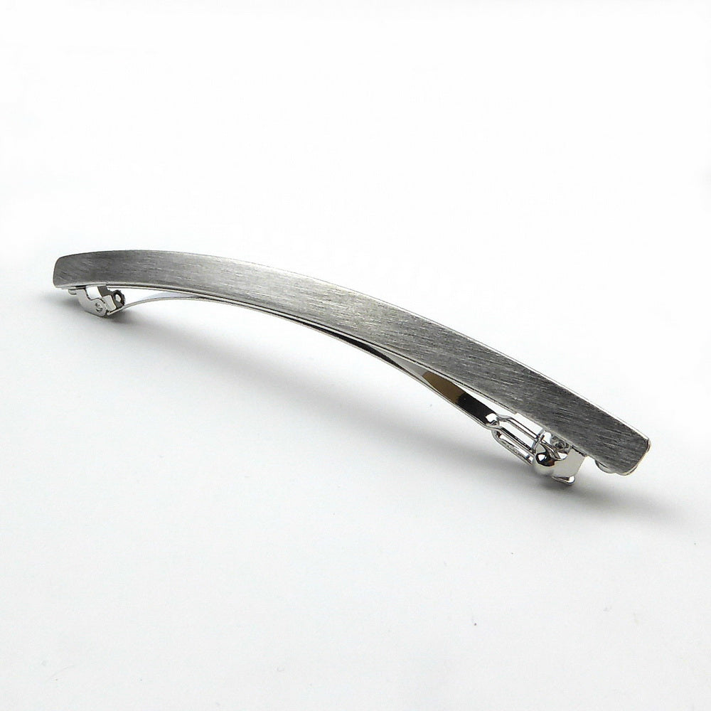 Barrette cheveux fine longue en métal brossé argent