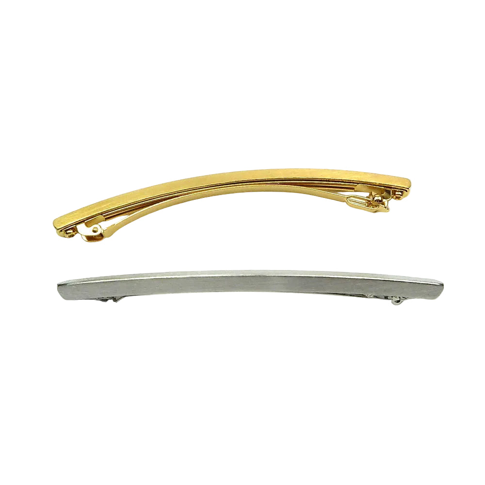 Barrette cheveux fine longue en métal brossé doré ou argenté